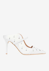 Malone Souliers Maureen 85 Crystal-Embellished Satin Mules MAUREEN 85-264 WHITE/WHITE White