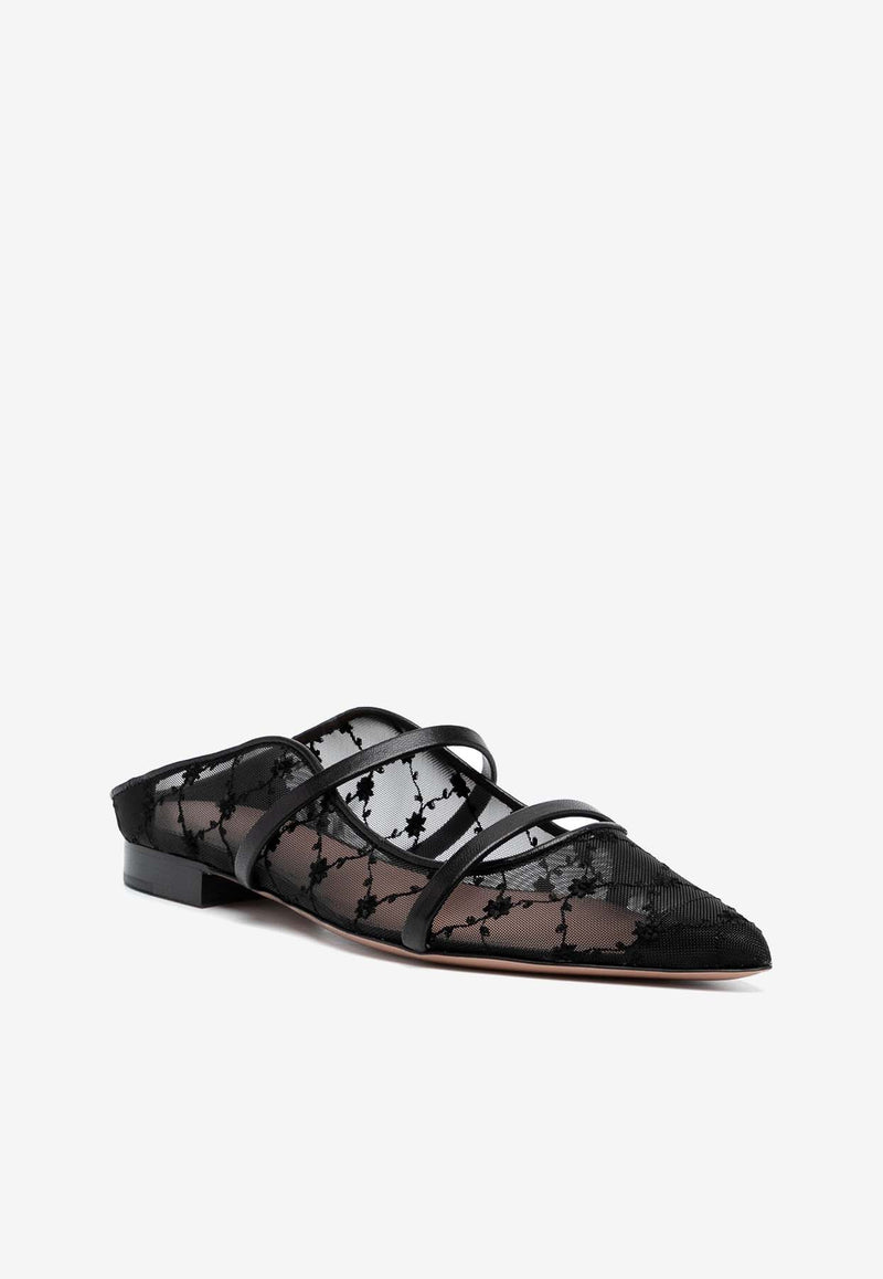 Malone Souliers Maureen Mesh Flat Mules MAUREEN FLAT 299 BLACK/BLACK