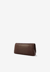 Manolo Blahnik Maygot Croc-Embossed Leather Clutch  MAYGOT BROWN 2064 1645-0003