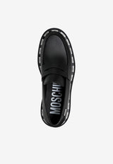 Moschino Logo Loafers in Vegan Leather MB10603G1HG35000 VEGAN NERO Black