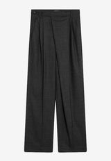 Brunello Cucinelli Pleated Wool Wide-Leg Pants Gray MB116P8668WV/P_CUCIN-C001