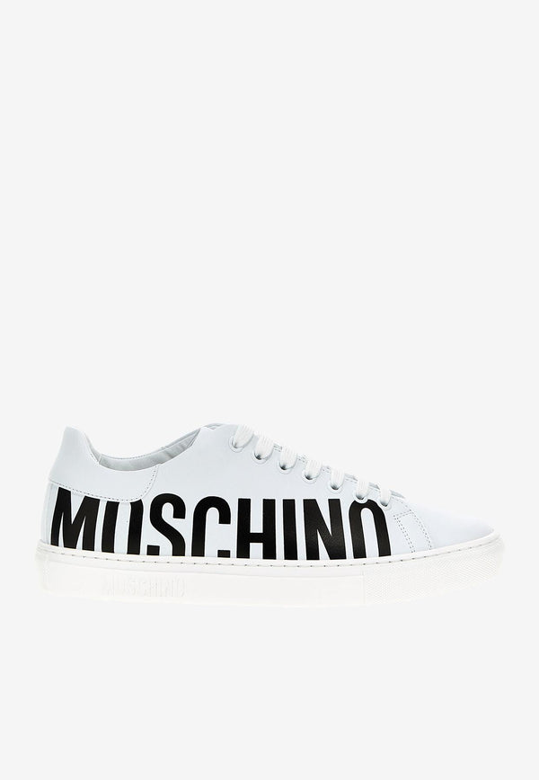 Moschino Logo Low-Top Leather Sneakers MB15012G1HGA0100 VITELLO BIANCO White