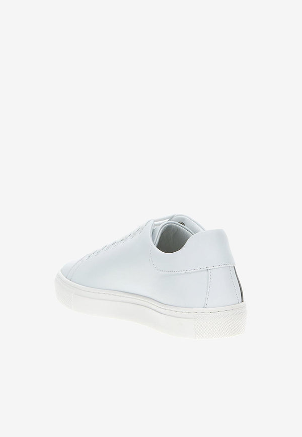 Moschino Logo Low-Top Leather Sneakers MB15012G1HGA0100 VITELLO BIANCO White