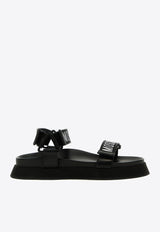 Moschino Logo Bands Flat Sandals MB16024G1IGP0000 NASTRO NEROBIANCO Black