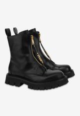 Moschino Log Leather Biker Boots MB24264G1LGA0000 VITELLO NERO Black