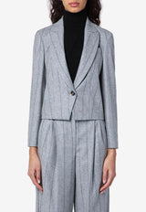 Brunello Cucinelli Striped Single-breasted Cropped Blazer Gray MD5892355WV/P_CUCIN-C2247