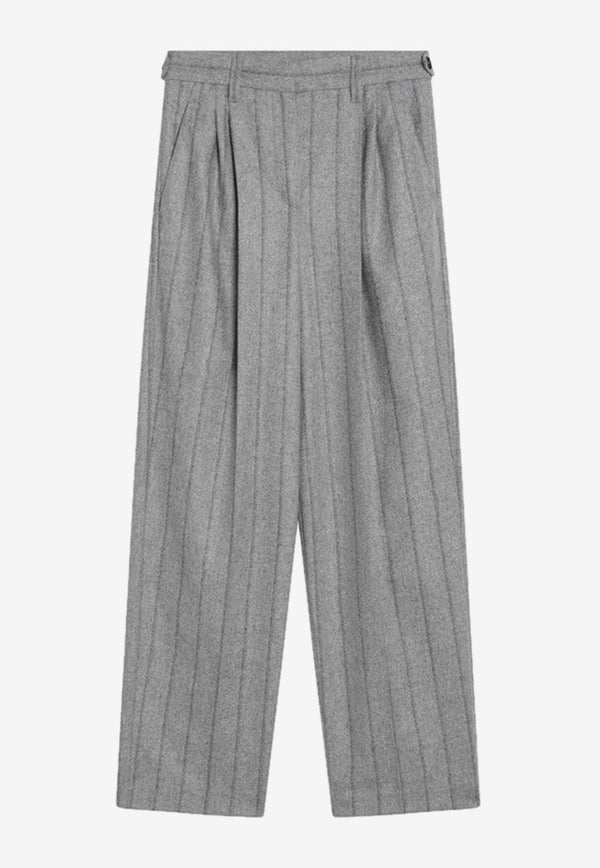 Brunello Cucinelli Pleated Stripe Wide-Leg Pants Gray MD589P8725WV/P_CUCIN-C2247