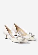 Jimmy Choo Melva Dorsay 50 Crystal Buckle Pumps MELVA DORSAY 50 AYU LATTE/CRYSTAL