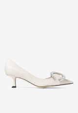 Jimmy Choo Melva Dorsay 50 Crystal Buckle Pumps MELVA DORSAY 50 AYU LATTE/CRYSTAL