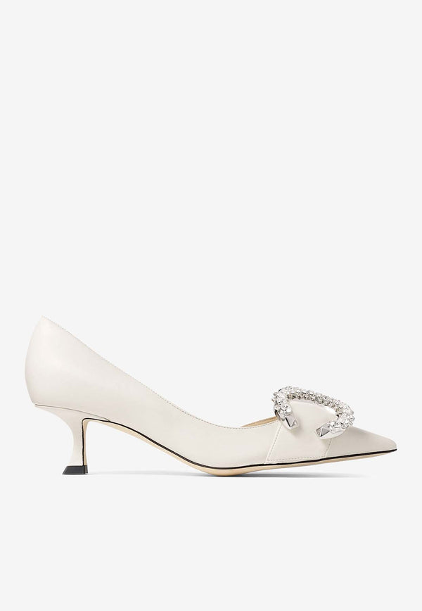 Jimmy Choo Melva Dorsay 50 Crystal Buckle Pumps MELVA DORSAY 50 AYU LATTE/CRYSTAL