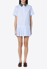 Miu Miu Striped Mini Shirt Dress Light Blue MF5399EM1137Q/Q_MIU-F0X24