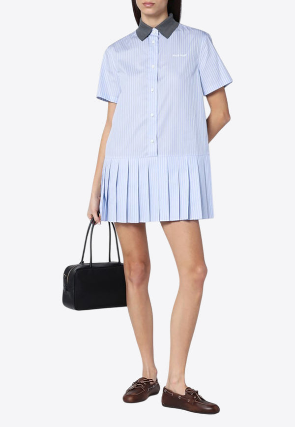 Miu Miu Striped Mini Shirt Dress Light Blue MF5399EM1137Q/Q_MIU-F0X24