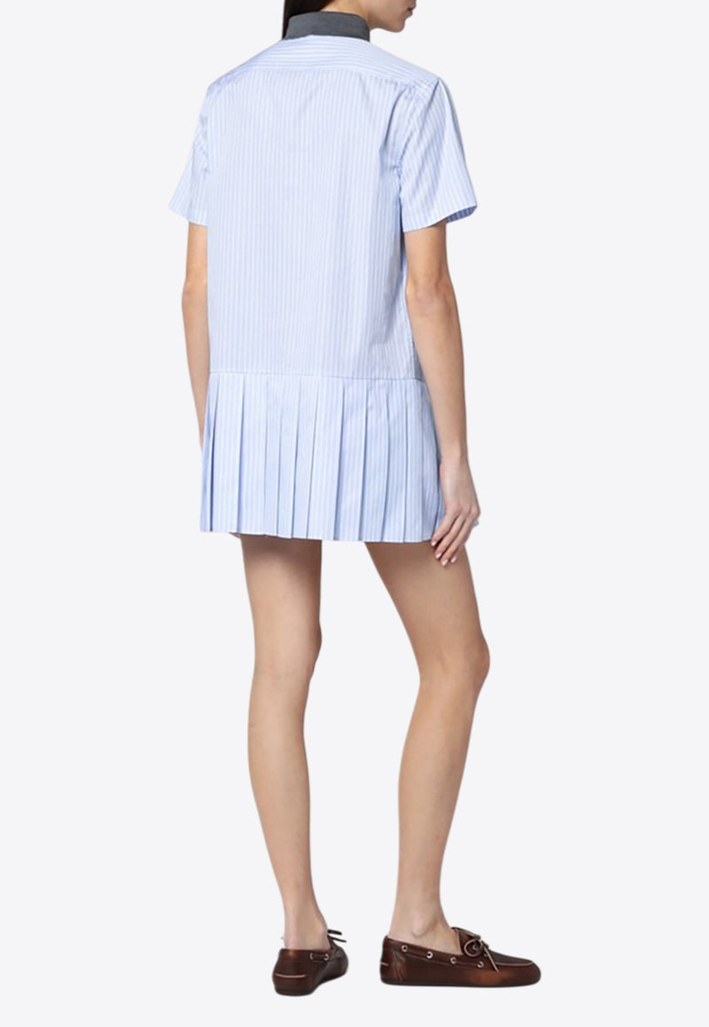 Miu Miu Striped Mini Shirt Dress Light Blue MF5399EM1137Q/Q_MIU-F0X24