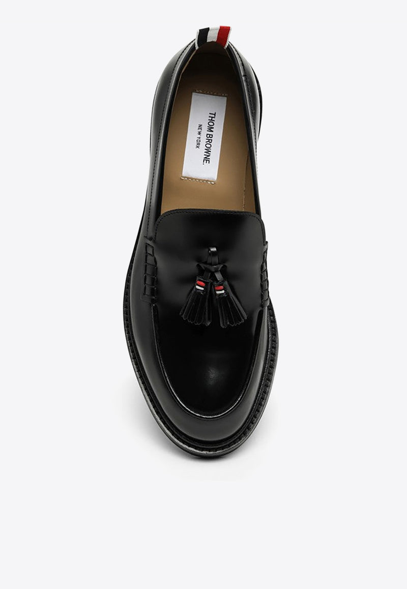 Thom Browne Leather Moccasin Loafers with Tassels MFL111AL0043/O_THOMB-001