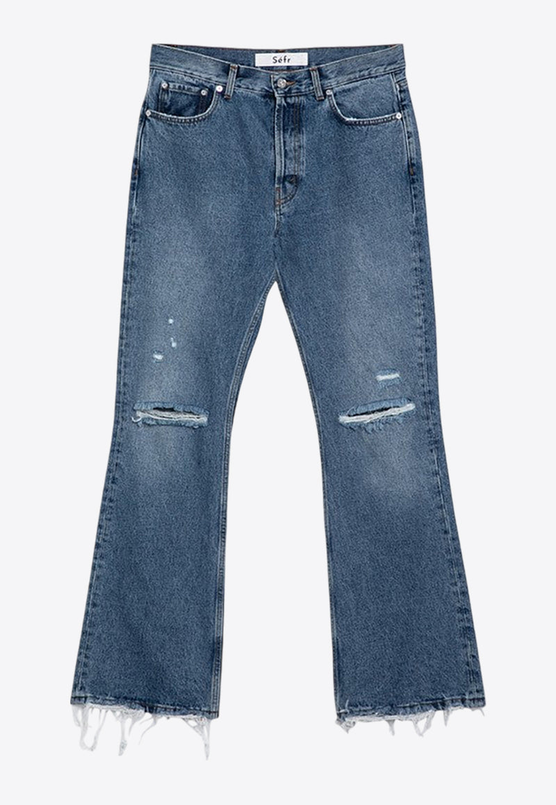 Séfr Ripped and Frayed Jeans Blue MFW24RIDERDE/P_SEFR-TB