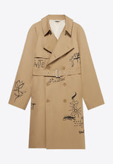 1989 Studio Embroidered Scribble Trench Coat Beige MFW24.106.SCRIBBCO/P_1989-CML