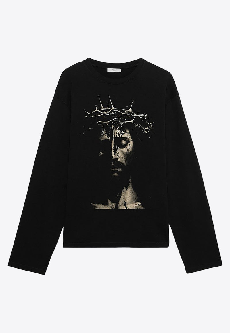 1989 Studio Jesus Print Long-Sleeved T-shirt Black MFW24.204.JESUSCO/P_1989-BLK