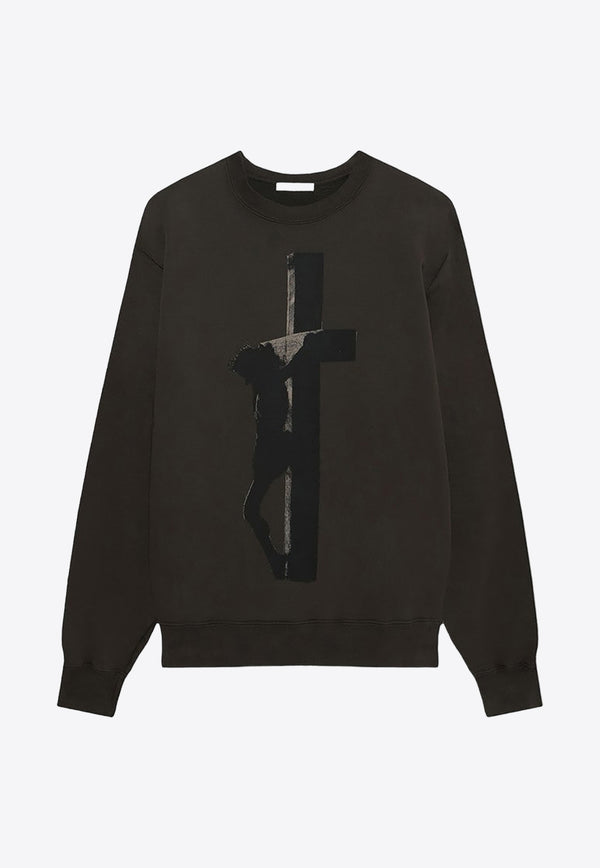 1989 Studio Cross and Amen Print Sweatshirt Brown MFW24.301.CROSSCO/P_1989-PET