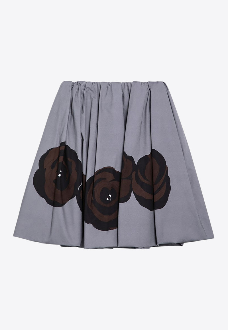 Miu Miu Floral Print Poplin Skirt Gray MG2305OOO15W3/P_MIU-F03ZY