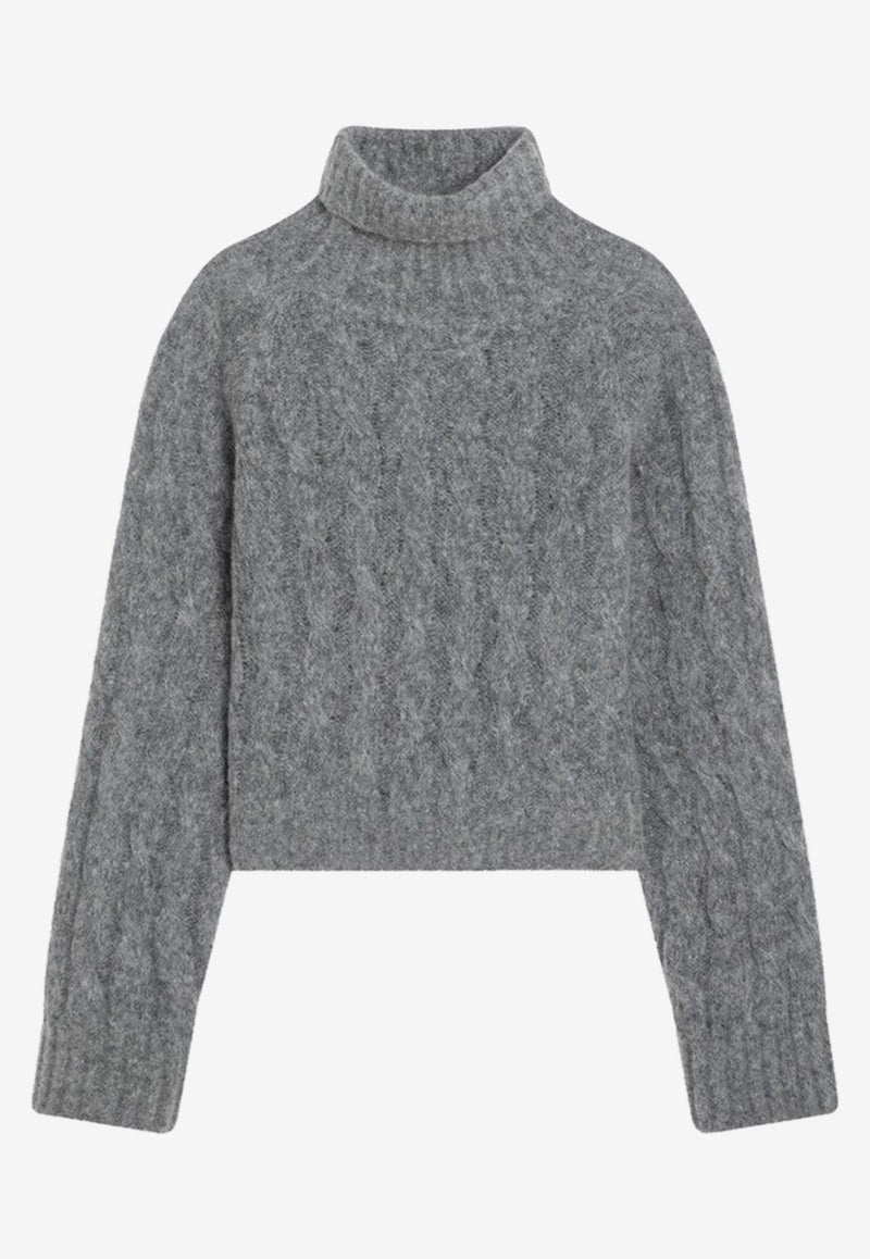 Brunello Cucinelli Turtleneck Knitted Wool and Mohair Sweater Gray MHM523603WO/P_CUCIN-C1599