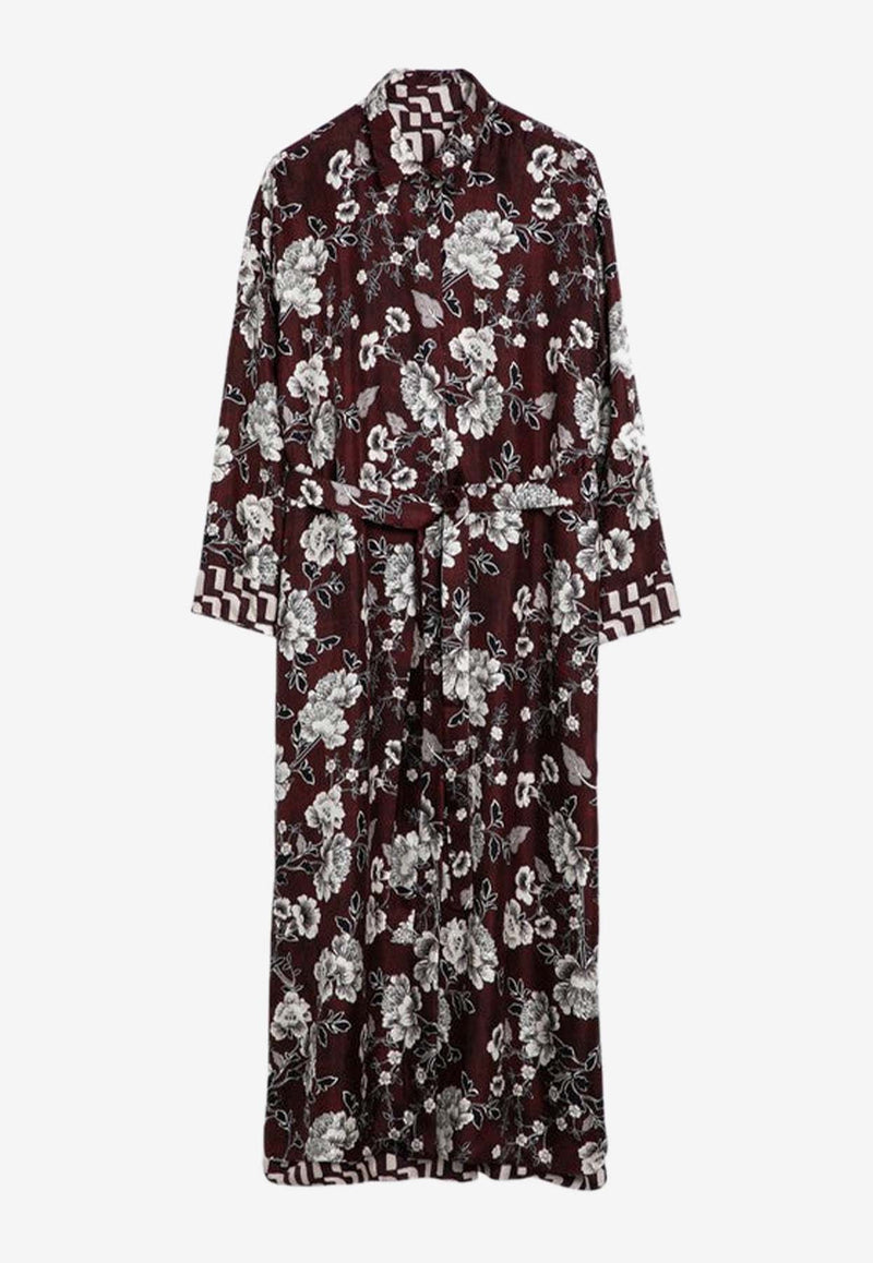 S Max Mara Micaela Reversible Printed Midi Dress Bordeaux MICAELAVI/P_MAXT-001