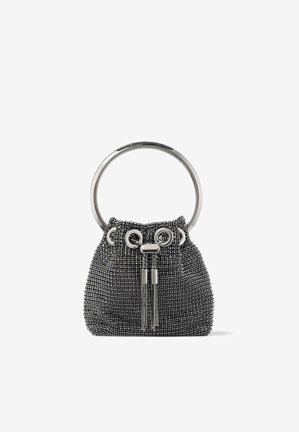 Jimmy Choo Micro Bon Bon Crystal Mesh Top Handle Bag MICRO BON BON BXW BLACK Black