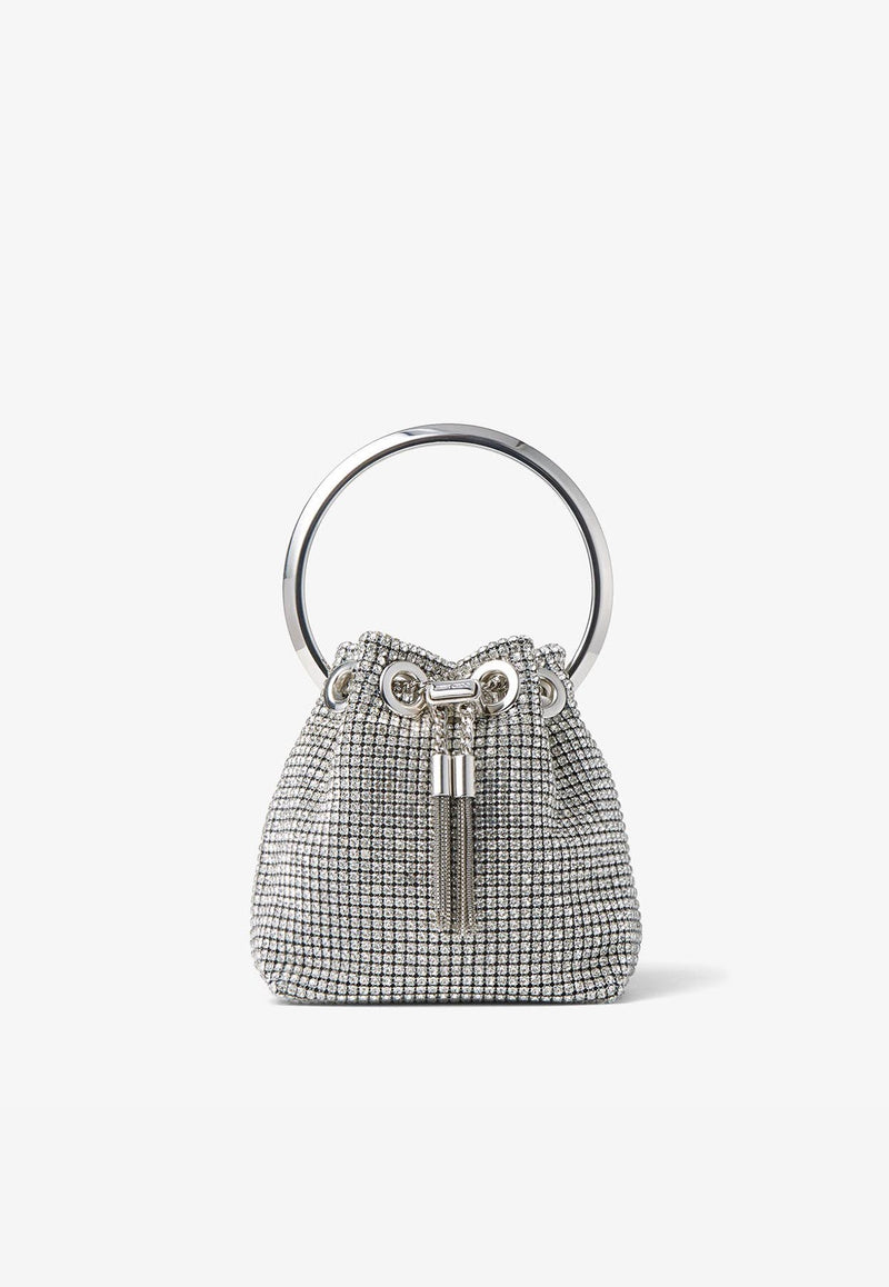 Jimmy Choo Micro Bon Bon Crystal-Embellished Top Handle Bag MICRO BON BON BXW SILVER