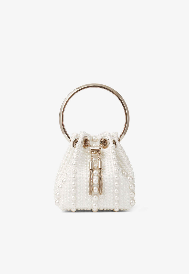 Jimmy Choo Micro Bon Bon Pearl-Embellished Bag MICRO BON BON FSI IVORY