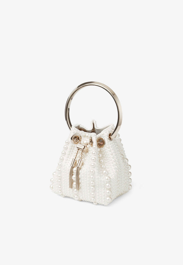 Jimmy Choo Micro Bon Bon Pearl-Embellished Bag MICRO BON BON FSI IVORY