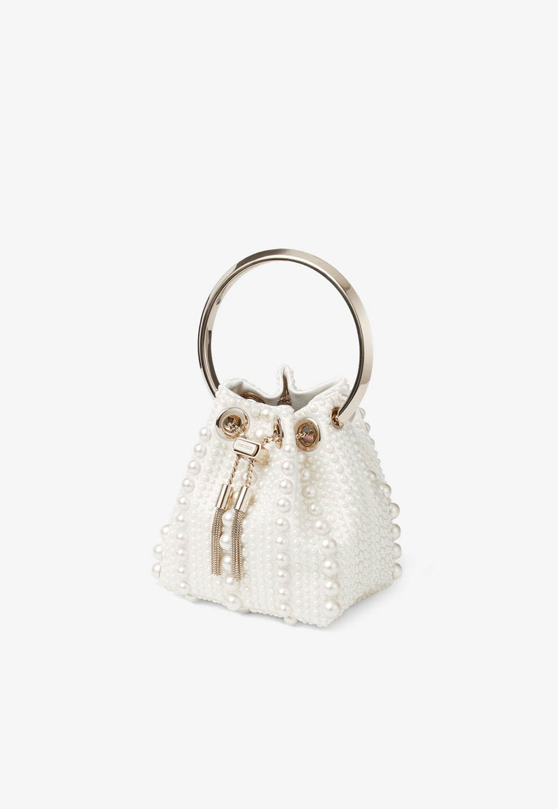 Jimmy Choo Bon Bon Pearl-Embellished Top Handle Bag BON BON FSI IVORY