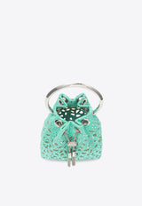 Jimmy Choo Micro Bon Bon Crystal Suede Bucket Bag Green MICRO BON BON QLM AQUA GREEN/SILVER