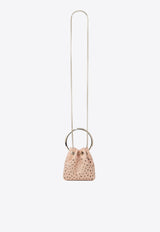 Jimmy Choo Micro Bon Bon Crystal Suede Bucket Bag Pink MICRO BON BON QLM MACARON/LIGHT GOLD