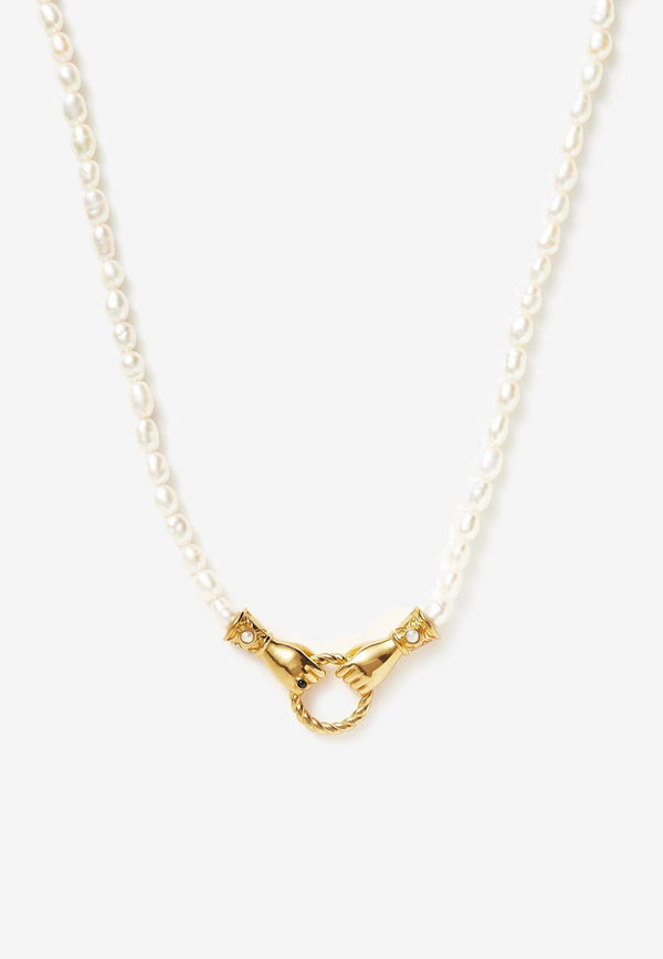 Missoma Jewellery X Harris Reed Medium In Good Hands Pearl Necklace Pearl MJ-G-N14-WPGOLD