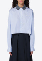 Miu Miu Striped Boxy Shirt Light Blue MK1694EM1137Q/Q_MIU-F0X24