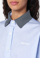 Miu Miu Striped Boxy Shirt Light Blue MK1694EM1137Q/Q_MIU-F0X24