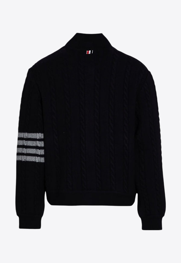 Thom Browne 4-bar Stripes Cable Knit Cardigan Navy MKJ119AY1019/P_THOMB-415