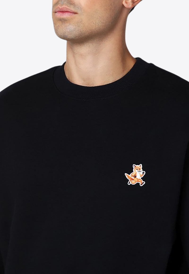 Maison Kitsuné Logo Patch Crewneck Sweatshirt Black MM00313KM0307/P_KIT-P199