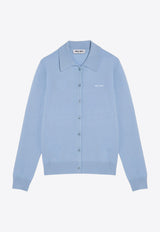 Miu Miu Cashmere Knit Logo Polo Cardigan Light Blue MMF890OOO13S1/P_MIU-F0012