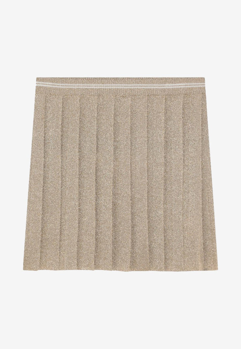 Miu Miu Lurex Pleated Mini Skirt Gold MMG529OOO159F/Q_MIU-F0056