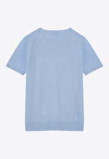 Miu Miu Cashmere Knit Logo T-shirt Light Blue MML84213S1/P_MIU-F0012