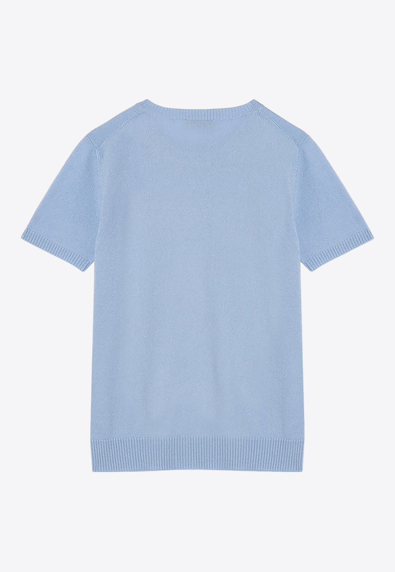 Miu Miu Cashmere Knit Logo T-shirt Light Blue MML84213S1/P_MIU-F0012