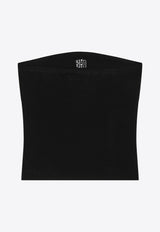 Miu Miu Ribbed Strapless Top with Contrasting Logo Black MMV256OOO15BR/Q_MIU-F0002