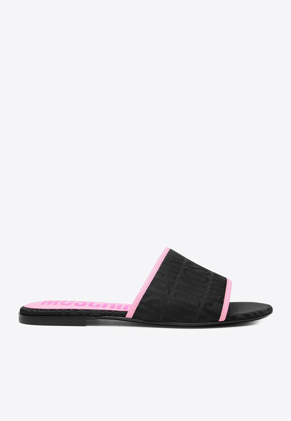 Moschino All-Over Logo Slides MN28011C1I10100A NY LOGO NERO/RS Black