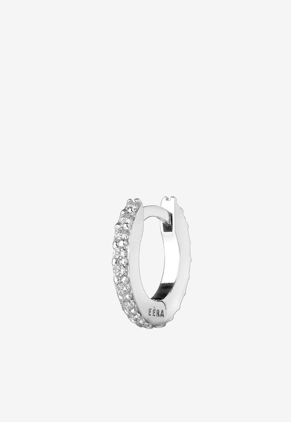 EÉRA Mini Single Diamond Paved Hoop Earring in 18-karat White Gold Silver MNERFP02U1