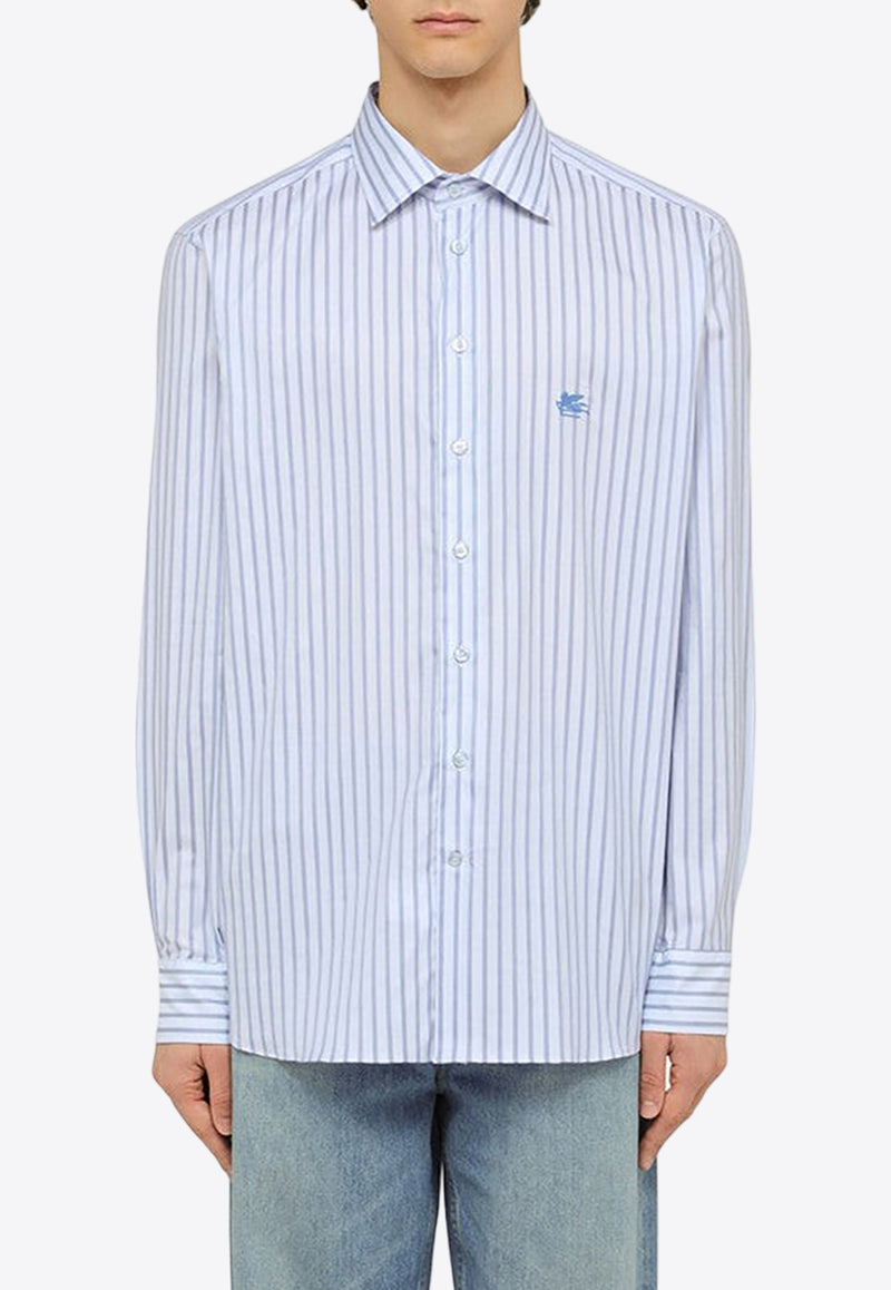 Etro Logo Embroidered Striped Shirt Blue MRIB000299TR507/O_ETRO-S8453