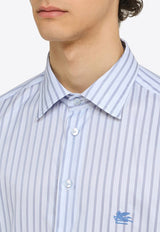 Etro Logo Embroidered Striped Shirt Blue MRIB000299TR507/O_ETRO-S8453