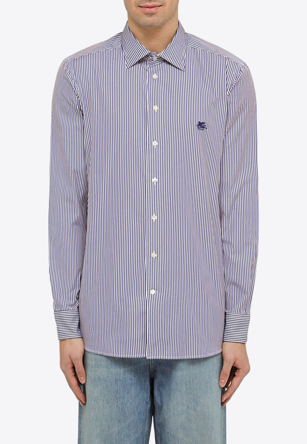 Etro Logo Embroidered Striped Shirt Blue MRIB000299TR526/O_ETRO-S8461