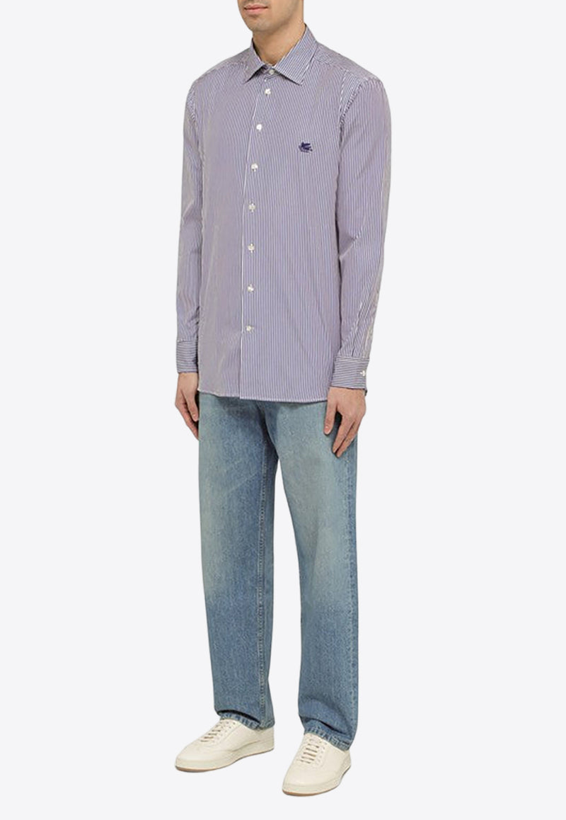 Etro Logo Embroidered Striped Shirt Blue MRIB000299TR526/O_ETRO-S8461