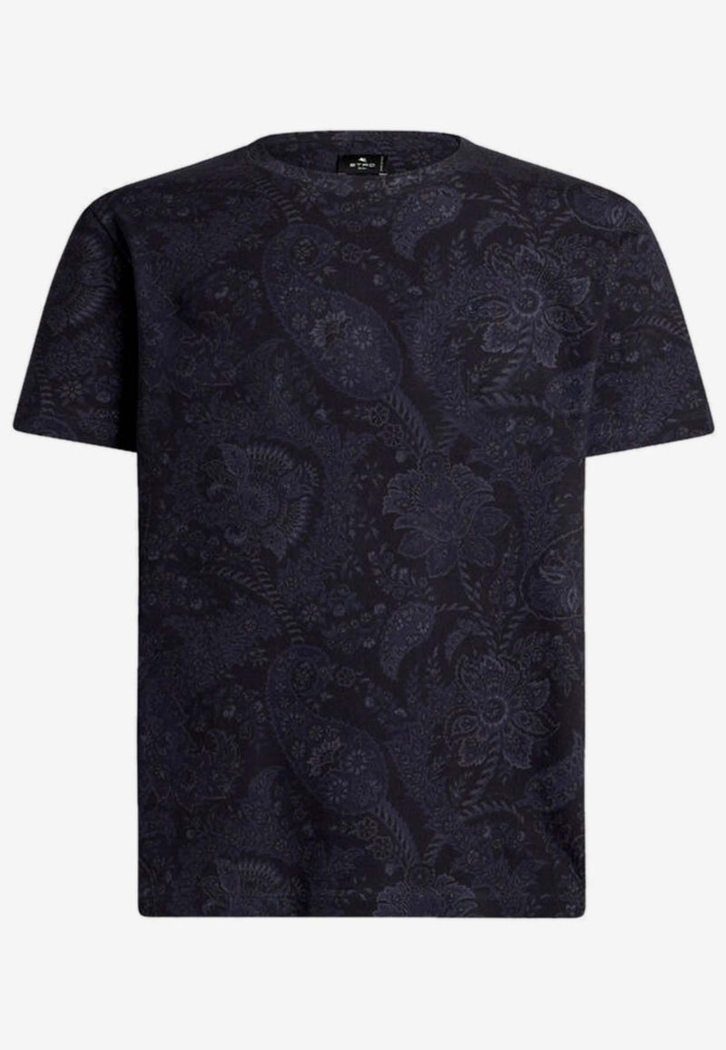 Etro Floral Paisley Print T-shirt Blue MRMA0002AJ253 X0883BLACK