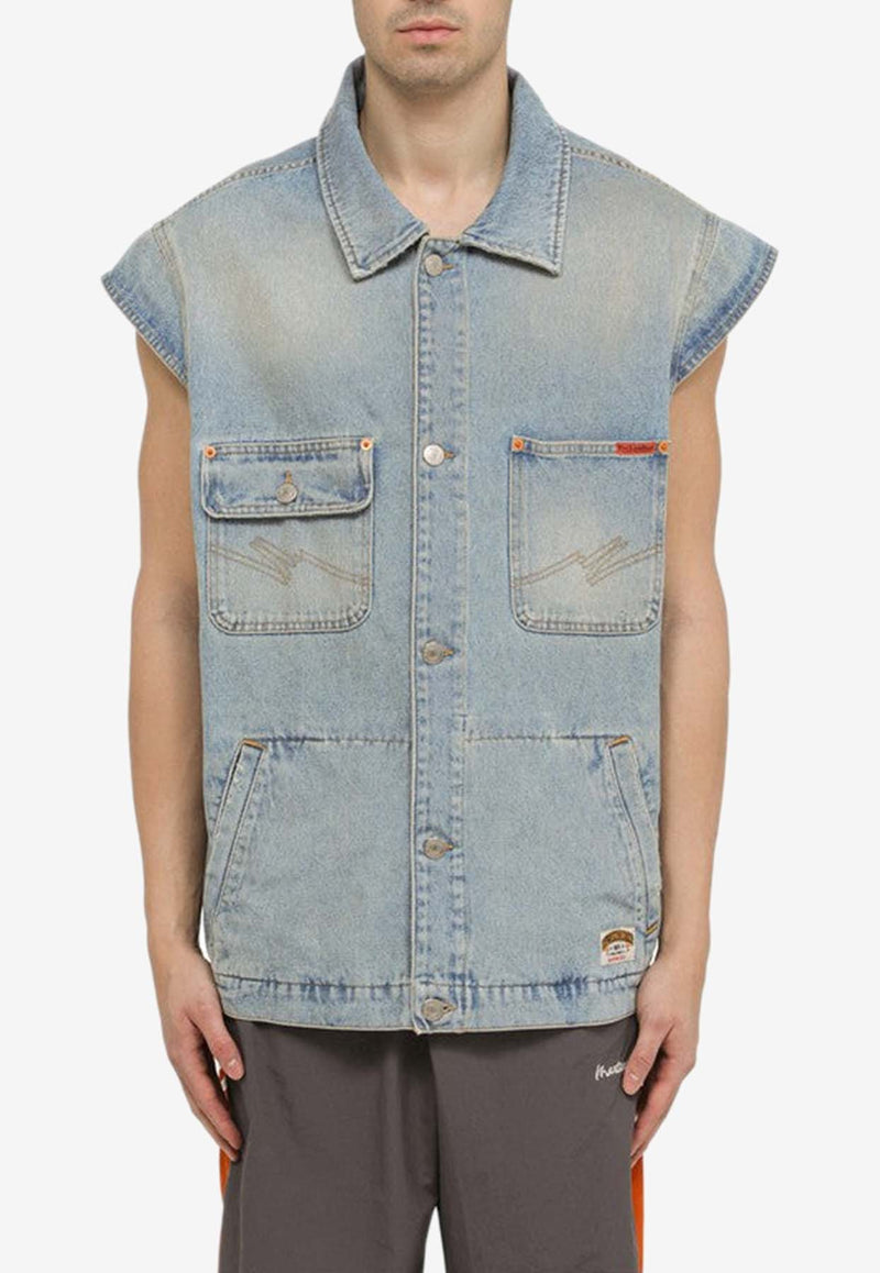 Martine Rose Logo-Patch Denim Vest MRSS24236CO/O_MARTI-BLEWAS